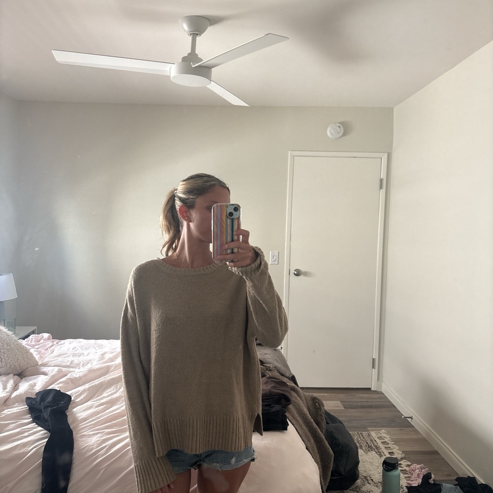 Cozy Taupe Crewneck Sweater — Relaxed Fit